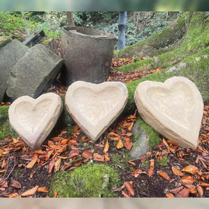 Stone Love Heart Bird Bath