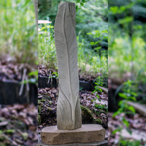 Standing Feather Original sandstone piece by Andrew Vickers - Stoneface Creative 