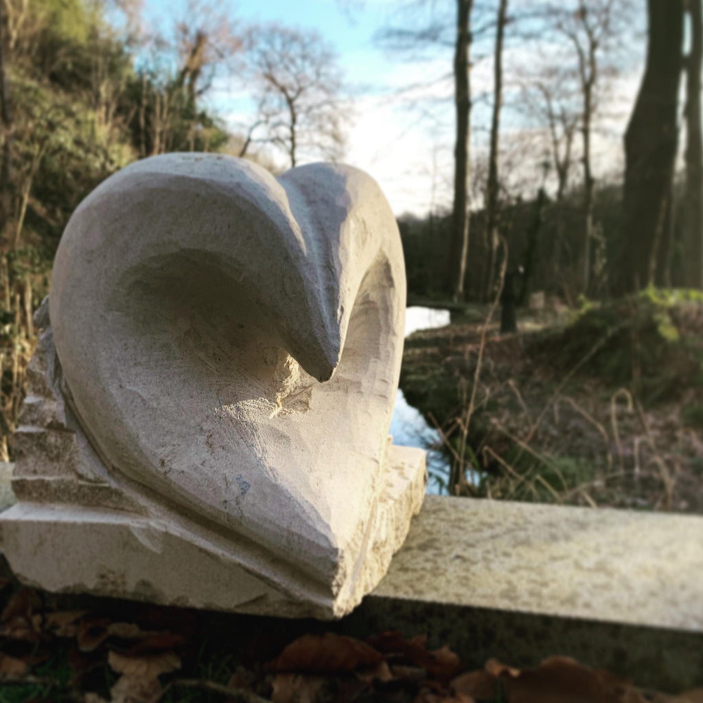 The Little Love Heart Sculpture Original sandstone piece by Andrew Vickers - Stoneface Creative 