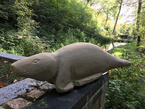 The Smiling Seal Original sandstone piece by Andrew Vickers - Stoneface Creative 