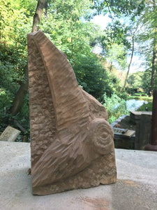 Owl in Flight Original sandstone piece by Andrew Vickers - Stoneface Creative 