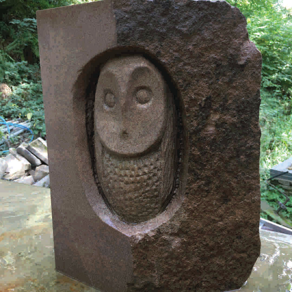 Little Owl Original sandstone piece by Andrew Vickers - Stoneface Creative 